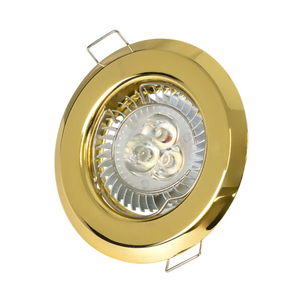 GloboStar® DELTA 77811 Χωνευτό Στρόγγυλο Σποτ Οροφής για Λάμπα MR16 με Βάση GU5.3 ή GU10 – IP20 – Μεταλλικό – Φ83 x Υ31mm – Χρυσό Πλατίνα – 5 Χρόνια Εγγύηση