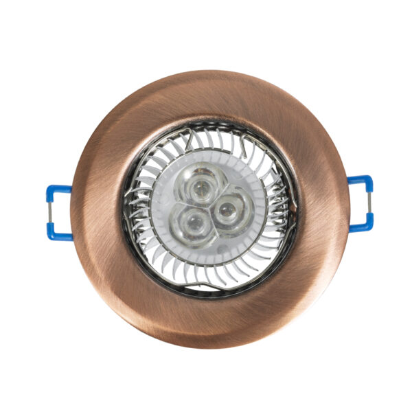 GloboStar® DELTA 77812 Χωνευτό Στρόγγυλο Σποτ Οροφής για Λάμπα MR16 με Βάση GU5.3 ή GU10 – IP20 – Μεταλλικό – Φ83 x Υ31mm – Χάλκινο – 5 Χρόνια Εγγύηση