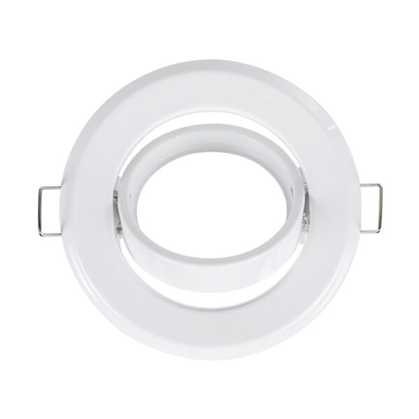 GloboStar® DELTA 77814 Χωνευτό Κινούμενο Στρόγγυλο Σποτ Οροφής για Λάμπα MR16 με Βάση GU5.3 ή GU10 – IP20 – Μεταλλικό – Φ92 x Υ28mm – Λευκό – 5 Χρόνια Εγγύηση