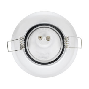 GloboStar® DELTA 77814 Χωνευτό Κινούμενο Στρόγγυλο Σποτ Οροφής για Λάμπα MR16 με Βάση GU5.3 ή GU10 – IP20 – Μεταλλικό – Φ92 x Υ28mm – Λευκό – 5 Χρόνια Εγγύηση