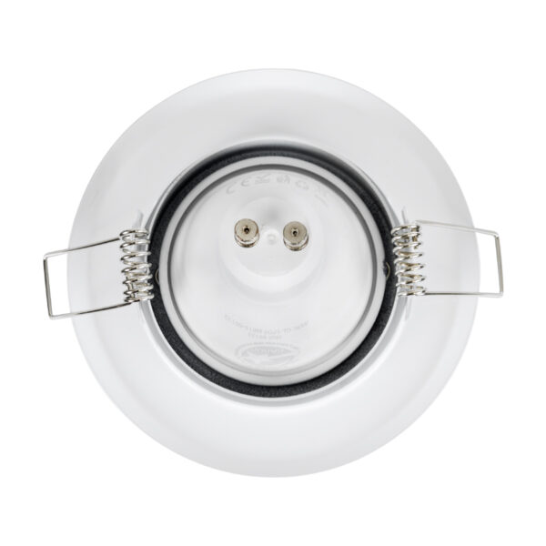 GloboStar® DELTA 77814 Χωνευτό Κινούμενο Στρόγγυλο Σποτ Οροφής για Λάμπα MR16 με Βάση GU5.3 ή GU10 – IP20 – Μεταλλικό – Φ92 x Υ28mm – Λευκό – 5 Χρόνια Εγγύηση