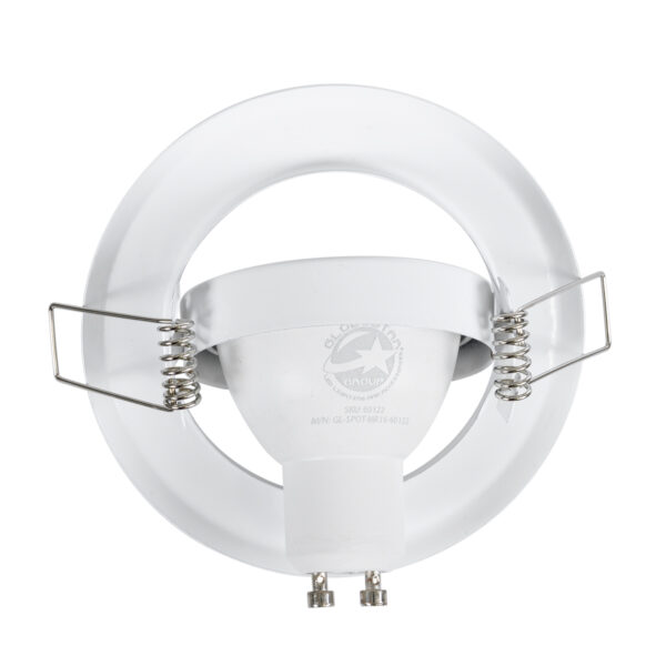 GloboStar® DELTA 77814 Χωνευτό Κινούμενο Στρόγγυλο Σποτ Οροφής για Λάμπα MR16 με Βάση GU5.3 ή GU10 – IP20 – Μεταλλικό – Φ92 x Υ28mm – Λευκό – 5 Χρόνια Εγγύηση