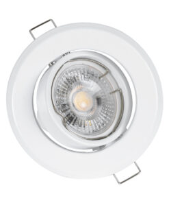 GloboStar® DELTA 77814 Χωνευτό Κινούμενο Στρόγγυλο Σποτ Οροφής για Λάμπα MR16 με Βάση GU5.3 ή GU10 – IP20 – Μεταλλικό – Φ92 x Υ28mm – Λευκό – 5 Χρόνια Εγγύηση