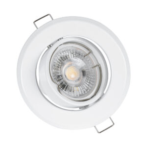 GloboStar® DELTA 77814 Χωνευτό Κινούμενο Στρόγγυλο Σποτ Οροφής για Λάμπα MR16 με Βάση GU5.3 ή GU10 – IP20 – Μεταλλικό – Φ92 x Υ28mm – Λευκό – 5 Χρόνια Εγγύηση