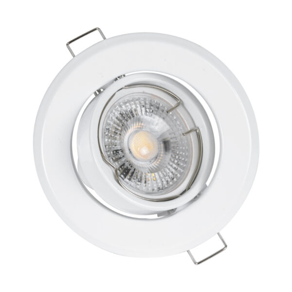 GloboStar® DELTA 77814 Χωνευτό Κινούμενο Στρόγγυλο Σποτ Οροφής για Λάμπα MR16 με Βάση GU5.3 ή GU10 – IP20 – Μεταλλικό – Φ92 x Υ28mm – Λευκό – 5 Χρόνια Εγγύηση