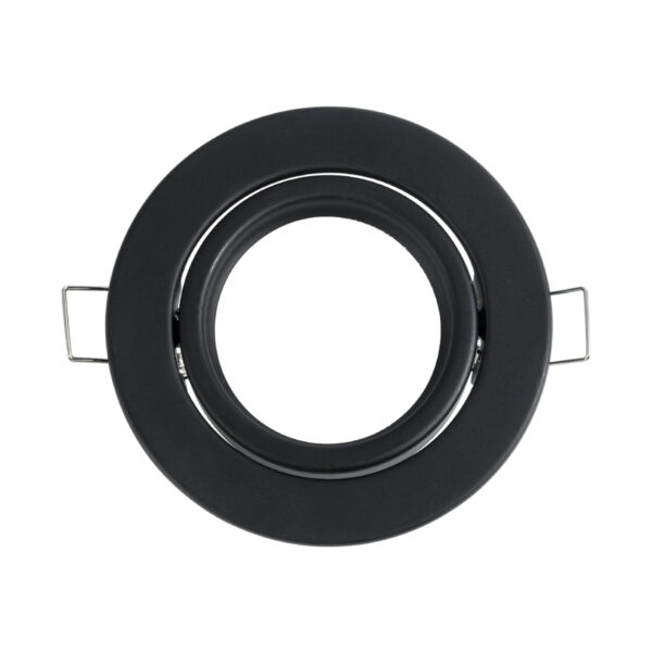 GloboStar® DELTA 77815 Χωνευτό Κινούμενο Στρόγγυλο Σποτ Οροφής για Λάμπα MR16 με Βάση GU5.3 ή GU10 – IP20 – Μεταλλικό – Φ92 x Υ28mm- Μαύρο – 5 Χρόνια Εγγύηση