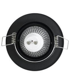 GloboStar® DELTA 77815 Χωνευτό Κινούμενο Στρόγγυλο Σποτ Οροφής για Λάμπα MR16 με Βάση GU5.3 ή GU10 – IP20 – Μεταλλικό – Φ92 x Υ28mm- Μαύρο – 5 Χρόνια Εγγύηση