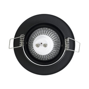 GloboStar® DELTA 77815 Χωνευτό Κινούμενο Στρόγγυλο Σποτ Οροφής για Λάμπα MR16 με Βάση GU5.3 ή GU10 – IP20 – Μεταλλικό – Φ92 x Υ28mm- Μαύρο – 5 Χρόνια Εγγύηση