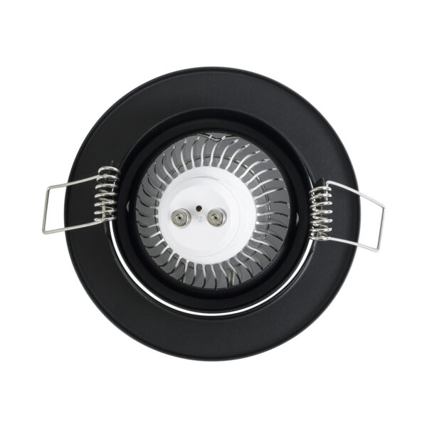 GloboStar® DELTA 77815 Χωνευτό Κινούμενο Στρόγγυλο Σποτ Οροφής για Λάμπα MR16 με Βάση GU5.3 ή GU10 – IP20 – Μεταλλικό – Φ92 x Υ28mm- Μαύρο – 5 Χρόνια Εγγύηση