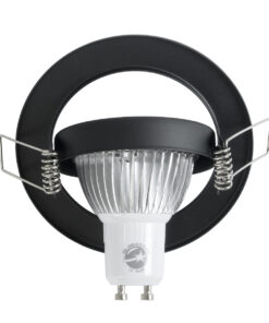 GloboStar® DELTA 77815 Χωνευτό Κινούμενο Στρόγγυλο Σποτ Οροφής για Λάμπα MR16 με Βάση GU5.3 ή GU10 – IP20 – Μεταλλικό – Φ92 x Υ28mm- Μαύρο – 5 Χρόνια Εγγύηση