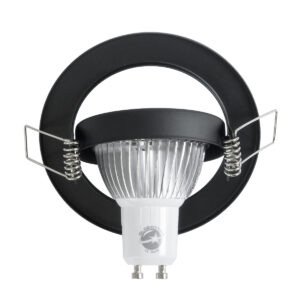 GloboStar® DELTA 77815 Χωνευτό Κινούμενο Στρόγγυλο Σποτ Οροφής για Λάμπα MR16 με Βάση GU5.3 ή GU10 – IP20 – Μεταλλικό – Φ92 x Υ28mm- Μαύρο – 5 Χρόνια Εγγύηση
