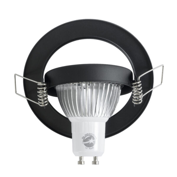 GloboStar® DELTA 77815 Χωνευτό Κινούμενο Στρόγγυλο Σποτ Οροφής για Λάμπα MR16 με Βάση GU5.3 ή GU10 – IP20 – Μεταλλικό – Φ92 x Υ28mm- Μαύρο – 5 Χρόνια Εγγύηση