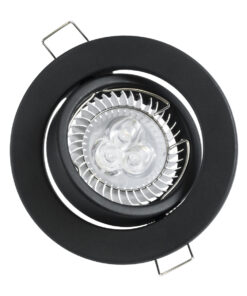 GloboStar® DELTA 77815 Χωνευτό Κινούμενο Στρόγγυλο Σποτ Οροφής για Λάμπα MR16 με Βάση GU5.3 ή GU10 – IP20 – Μεταλλικό – Φ92 x Υ28mm- Μαύρο – 5 Χρόνια Εγγύηση