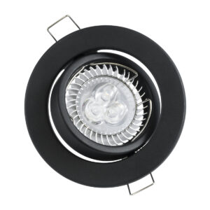 GloboStar® DELTA 77815 Χωνευτό Κινούμενο Στρόγγυλο Σποτ Οροφής για Λάμπα MR16 με Βάση GU5.3 ή GU10 – IP20 – Μεταλλικό – Φ92 x Υ28mm- Μαύρο – 5 Χρόνια Εγγύηση