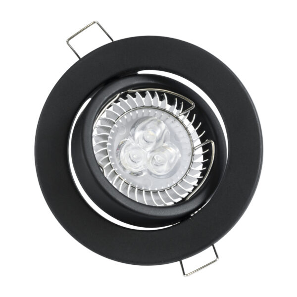 GloboStar® DELTA 77815 Χωνευτό Κινούμενο Στρόγγυλο Σποτ Οροφής για Λάμπα MR16 με Βάση GU5.3 ή GU10 – IP20 – Μεταλλικό – Φ92 x Υ28mm- Μαύρο – 5 Χρόνια Εγγύηση