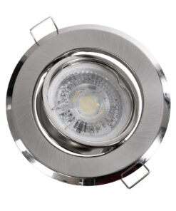 GloboStar® DELTA 77816 Χωνευτό Κινούμενο Στρόγγυλο Σποτ Οροφής για Λάμπα MR16 με Βάση GU5.3 ή GU10 – IP20 – Μεταλλικό – Φ92 x Υ28mm – Νίκελ Ματ – 5 Χρόνια Εγγύηση