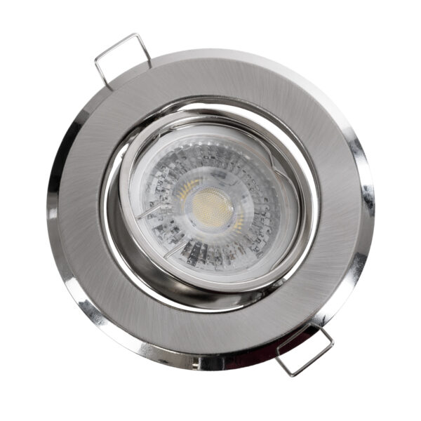 GloboStar® DELTA 77816 Χωνευτό Κινούμενο Στρόγγυλο Σποτ Οροφής για Λάμπα MR16 με Βάση GU5.3 ή GU10 – IP20 – Μεταλλικό – Φ92 x Υ28mm – Νίκελ Ματ – 5 Χρόνια Εγγύηση