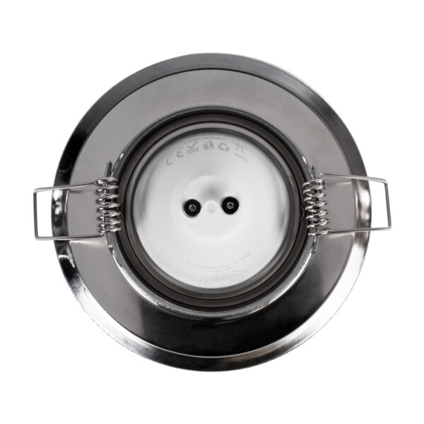 GloboStar® DELTA 77817 Χωνευτό Κινούμενο Στρόγγυλο Σποτ Οροφής για Λάμπα MR16 με Βάση GU5.3 ή GU10 – IP20 – Μεταλλικό – Φ92 x Υ28mm – Χρώμιο Νίκελ – 5 Χρόνια Εγγύηση
