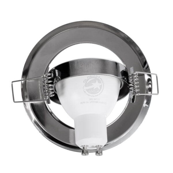 GloboStar® DELTA 77817 Χωνευτό Κινούμενο Στρόγγυλο Σποτ Οροφής για Λάμπα MR16 με Βάση GU5.3 ή GU10 – IP20 – Μεταλλικό – Φ92 x Υ28mm – Χρώμιο Νίκελ – 5 Χρόνια Εγγύηση