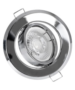 GloboStar® DELTA 77817 Χωνευτό Κινούμενο Στρόγγυλο Σποτ Οροφής για Λάμπα MR16 με Βάση GU5.3 ή GU10 – IP20 – Μεταλλικό – Φ92 x Υ28mm – Χρώμιο Νίκελ – 5 Χρόνια Εγγύηση