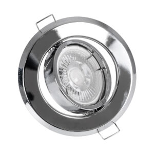 GloboStar® DELTA 77817 Χωνευτό Κινούμενο Στρόγγυλο Σποτ Οροφής για Λάμπα MR16 με Βάση GU5.3 ή GU10 – IP20 – Μεταλλικό – Φ92 x Υ28mm – Χρώμιο Νίκελ – 5 Χρόνια Εγγύηση