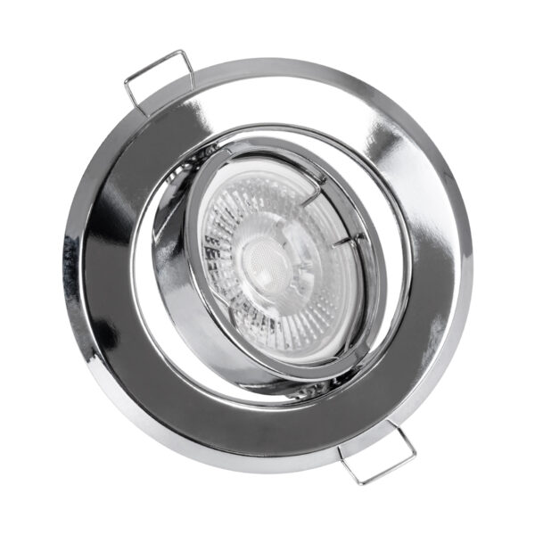 GloboStar® DELTA 77817 Χωνευτό Κινούμενο Στρόγγυλο Σποτ Οροφής για Λάμπα MR16 με Βάση GU5.3 ή GU10 – IP20 – Μεταλλικό – Φ92 x Υ28mm – Χρώμιο Νίκελ – 5 Χρόνια Εγγύηση