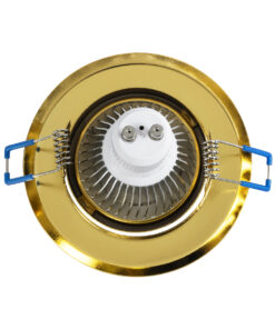 GloboStar® DELTA 77818 Χωνευτό Κινούμενο Στρόγγυλο Σποτ Οροφής για Λάμπα MR16 με Βάση GU5.3 ή GU10 – IP20 – Μεταλλικό – Φ92 x Υ28mm – Χρυσό Πλατίνα – 5 Χρόνια Εγγύηση