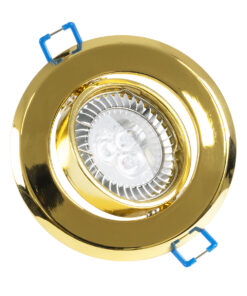 GloboStar® DELTA 77818 Χωνευτό Κινούμενο Στρόγγυλο Σποτ Οροφής για Λάμπα MR16 με Βάση GU5.3 ή GU10 – IP20 – Μεταλλικό – Φ92 x Υ28mm – Χρυσό Πλατίνα – 5 Χρόνια Εγγύηση