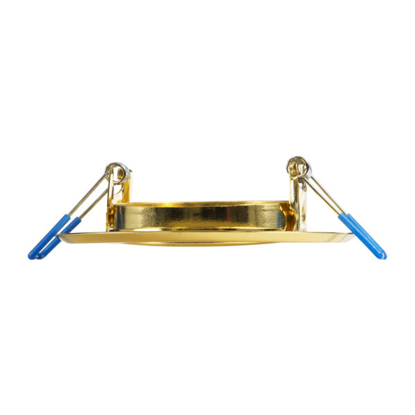 GloboStar® DELTA 77818 Χωνευτό Κινούμενο Στρόγγυλο Σποτ Οροφής για Λάμπα MR16 με Βάση GU5.3 ή GU10 – IP20 – Μεταλλικό – Φ92 x Υ28mm – Χρυσό Πλατίνα – 5 Χρόνια Εγγύηση