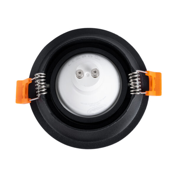 GloboStar® ALPHA 77831 Χωνευτό Κινούμενο Στρόγγυλο Σποτ Οροφής για Λάμπα MR16/GU10 – IP20 – Χυτό Αλουμίνιο – Φ9.4 x Υ4.2cm – Μαύρο – 5 Χρόνια Εγγύηση