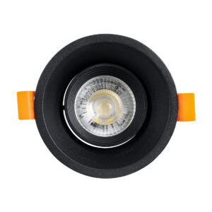 GloboStar® ALPHA 77831 Χωνευτό Κινούμενο Στρόγγυλο Σποτ Οροφής για Λάμπα MR16/GU10 – IP20 – Χυτό Αλουμίνιο – Φ9.4 x Υ4.2cm – Μαύρο – 5 Χρόνια Εγγύηση