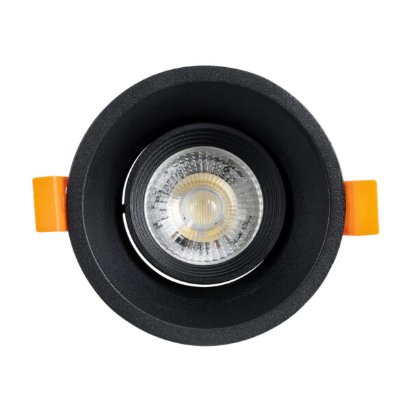 GloboStar® ALPHA 77831 Χωνευτό Κινούμενο Στρόγγυλο Σποτ Οροφής για Λάμπα MR16/GU10 – IP20 – Χυτό Αλουμίνιο – Φ9.4 x Υ4.2cm – Μαύρο – 5 Χρόνια Εγγύηση