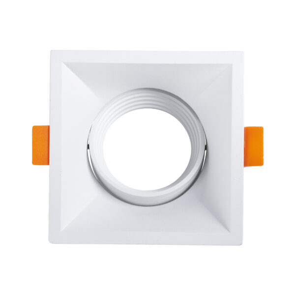 GloboStar® ALPHA 77832 Χωνευτό Κινούμενο Τετράγωνο Σποτ Οροφής για Λάμπα MR16/GU10 – IP20 – Χυτό Αλουμίνιο – Μ9 x Π9 x Υ4.5cm – Λευκό – 5 Χρόνια Εγγύηση