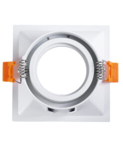 GloboStar® ALPHA 77832 Χωνευτό Κινούμενο Τετράγωνο Σποτ Οροφής για Λάμπα MR16/GU10 – IP20 – Χυτό Αλουμίνιο – Μ9 x Π9 x Υ4.5cm – Λευκό – 5 Χρόνια Εγγύηση