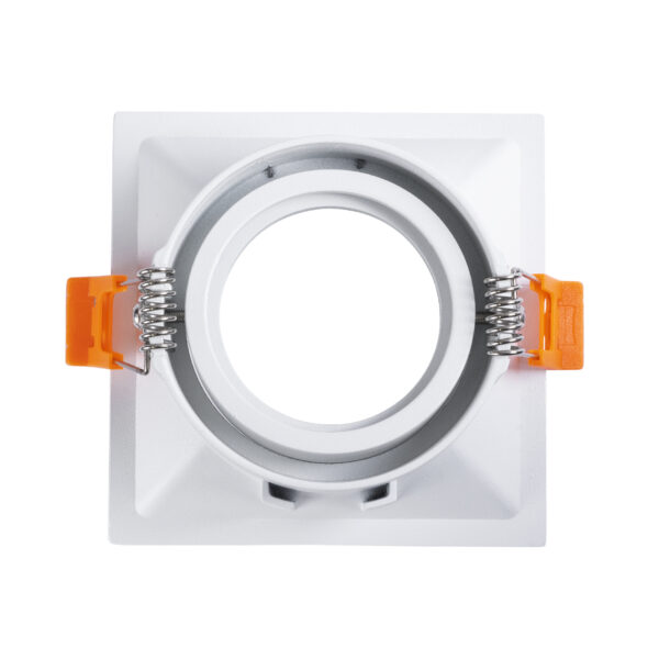 GloboStar® ALPHA 77832 Χωνευτό Κινούμενο Τετράγωνο Σποτ Οροφής για Λάμπα MR16/GU10 – IP20 – Χυτό Αλουμίνιο – Μ9 x Π9 x Υ4.5cm – Λευκό – 5 Χρόνια Εγγύηση
