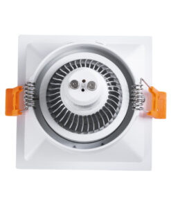 GloboStar® ALPHA 77832 Χωνευτό Κινούμενο Τετράγωνο Σποτ Οροφής για Λάμπα MR16/GU10 – IP20 – Χυτό Αλουμίνιο – Μ9 x Π9 x Υ4.5cm – Λευκό – 5 Χρόνια Εγγύηση