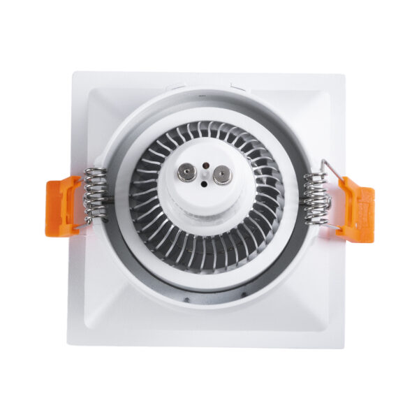 GloboStar® ALPHA 77832 Χωνευτό Κινούμενο Τετράγωνο Σποτ Οροφής για Λάμπα MR16/GU10 – IP20 – Χυτό Αλουμίνιο – Μ9 x Π9 x Υ4.5cm – Λευκό – 5 Χρόνια Εγγύηση