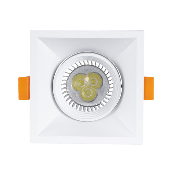 GloboStar® ALPHA 77832 Χωνευτό Κινούμενο Τετράγωνο Σποτ Οροφής για Λάμπα MR16/GU10 – IP20 – Χυτό Αλουμίνιο – Μ9 x Π9 x Υ4.5cm – Λευκό – 5 Χρόνια Εγγύηση