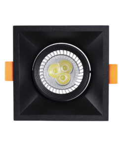 GloboStar® ALPHA 77833 Χωνευτό Κινούμενο Τετράγωνο Σποτ Οροφής για Λάμπα MR16/GU10 – IP20 – Χυτό Αλουμίνιο – Μ9 x Π9 x Υ4.5cm – Μαύρο – 5 Χρόνια Εγγύηση