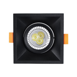 GloboStar® ALPHA 77833 Χωνευτό Κινούμενο Τετράγωνο Σποτ Οροφής για Λάμπα MR16/GU10 – IP20 – Χυτό Αλουμίνιο – Μ9 x Π9 x Υ4.5cm – Μαύρο – 5 Χρόνια Εγγύηση