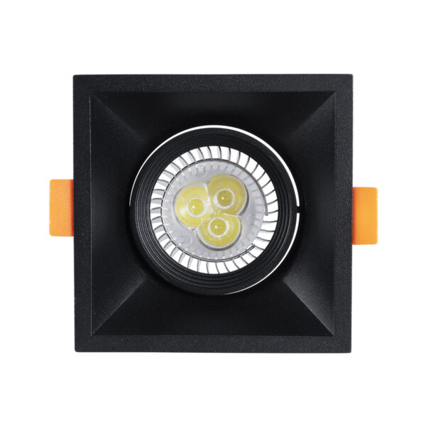 GloboStar® ALPHA 77833 Χωνευτό Κινούμενο Τετράγωνο Σποτ Οροφής για Λάμπα MR16/GU10 – IP20 – Χυτό Αλουμίνιο – Μ9 x Π9 x Υ4.5cm – Μαύρο – 5 Χρόνια Εγγύηση