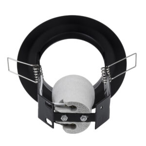 GloboStar® ACIDA 77845 Χωνευτή Στρογγυλή Μεταλλική Βάση Μπετού για Λάμπα R63 με Ντουί E27 AC 220-240V IP20 Φ11 x Υ11cm – Μαύρη – 5 Years Warranty