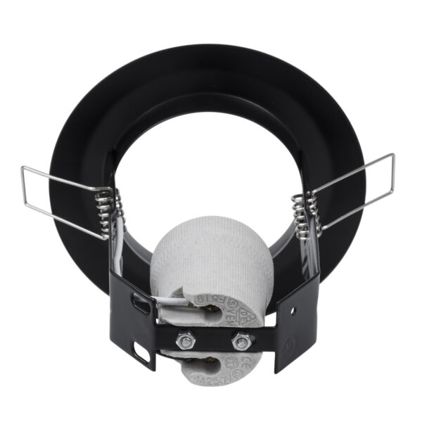 GloboStar® ACIDA 77845 Χωνευτή Στρογγυλή Μεταλλική Βάση Μπετού για Λάμπα R63 με Ντουί E27 AC 220-240V IP20 Φ11 x Υ11cm – Μαύρη – 5 Years Warranty