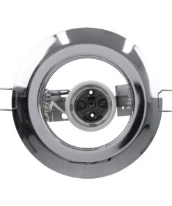 GloboStar® ACIDA 77847 Χωνευτή Στρογγυλή Μεταλλική Βάση Μπετού για Λάμπα R63 με Ντουί E27 AC 220-240V IP20 Φ11 x Υ11cm – Νίκελ – 5 Years Warranty