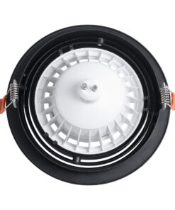 GloboStar® VITA 77851 Χωνευτό Κινούμενο Στρογγυλό Σποτ Οροφής για Λάμπα AR111 – IP20 – Χυτό Αλουμίνιο – Φ17 x Υ4.5cm – Μαύρο – 5 Χρόνια Εγγύηση