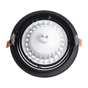 GloboStar® VITA 77851 Χωνευτό Κινούμενο Στρογγυλό Σποτ Οροφής για Λάμπα AR111 – IP20 – Χυτό Αλουμίνιο – Φ17 x Υ4.5cm – Μαύρο – 5 Χρόνια Εγγύηση