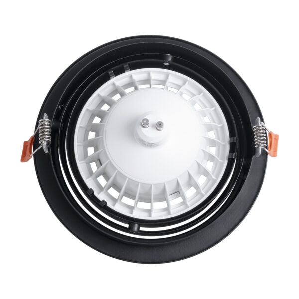 GloboStar® VITA 77851 Χωνευτό Κινούμενο Στρογγυλό Σποτ Οροφής για Λάμπα AR111 – IP20 – Χυτό Αλουμίνιο – Φ17 x Υ4.5cm – Μαύρο – 5 Χρόνια Εγγύηση