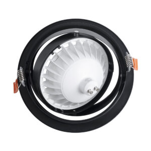 GloboStar® VITA 77851 Χωνευτό Κινούμενο Στρογγυλό Σποτ Οροφής για Λάμπα AR111 – IP20 – Χυτό Αλουμίνιο – Φ17 x Υ4.5cm – Μαύρο – 5 Χρόνια Εγγύηση