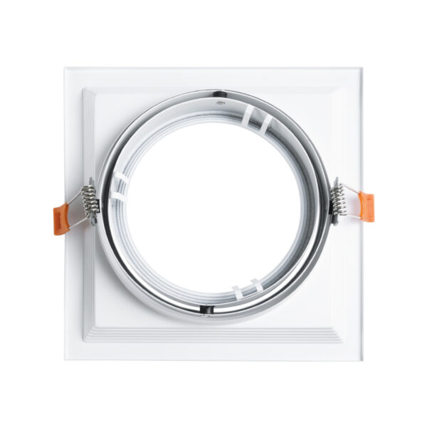 GloboStar® VITA 77852 Χωνευτό Κινούμενο Τετράγωνο Σποτ Οροφής για Λάμπα AR111 – IP20 – Χυτό Αλουμίνιο – Μ18 x Π18 x Υ4.5cm – Λευκό – 5 Χρόνια Εγγύηση