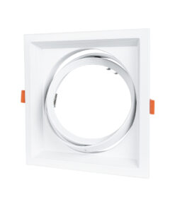 GloboStar® VITA 77852 Χωνευτό Κινούμενο Τετράγωνο Σποτ Οροφής για Λάμπα AR111 – IP20 – Χυτό Αλουμίνιο – Μ18 x Π18 x Υ4.5cm – Λευκό – 5 Χρόνια Εγγύηση